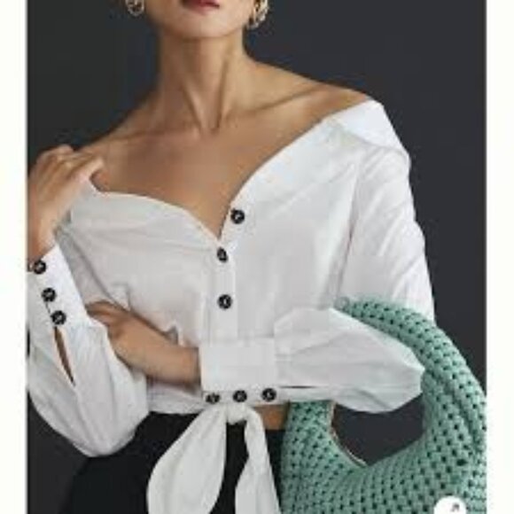 Anthropologie Tops - NWT: Anthropologie Maeve Cropped Tie Front Blouse